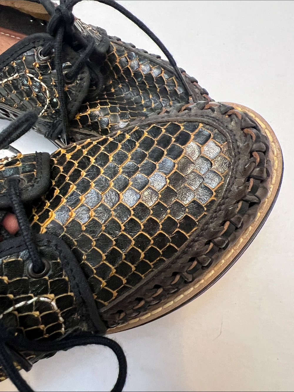 RARMURI HUARACHES PLATFORM OXFORD SHOES SNAKE EMBOSSED LEATHER MEXICO SIZE 8 - Picture 14 of 14
